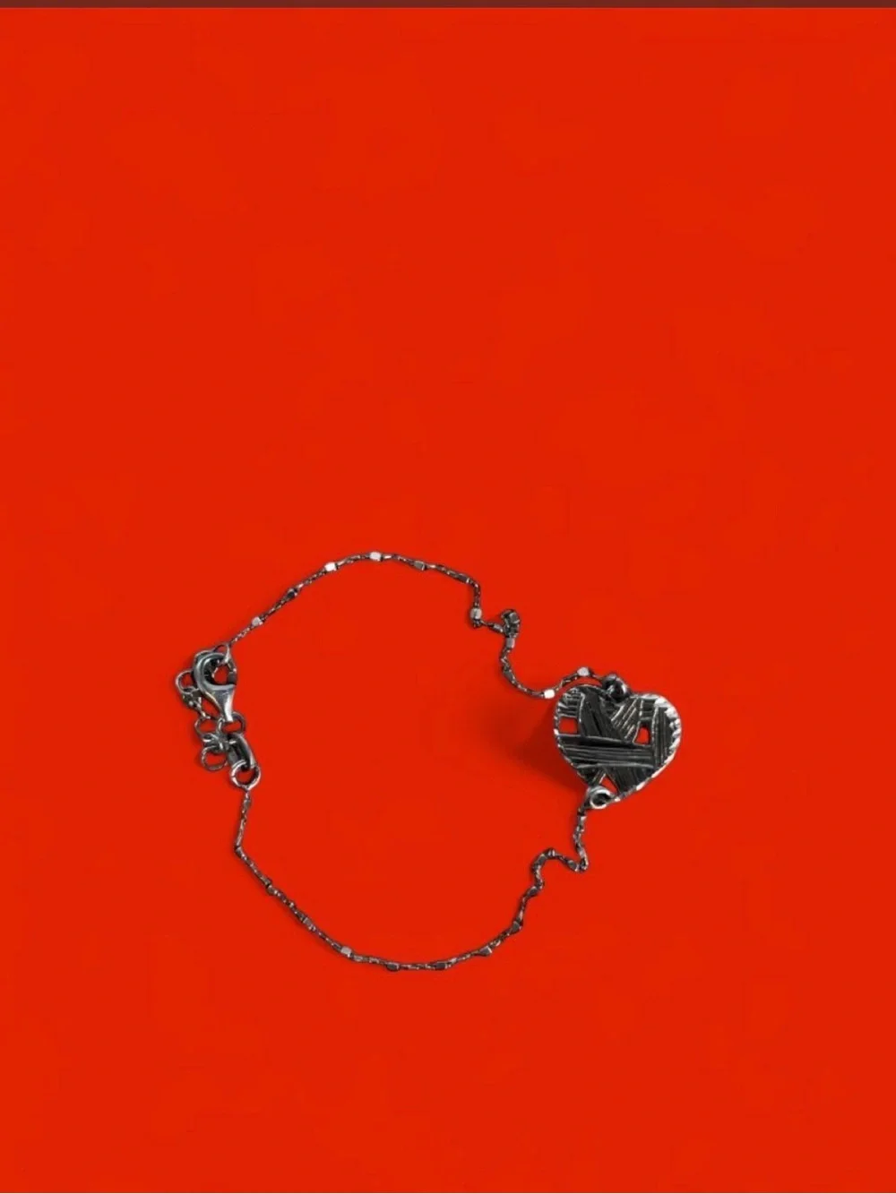 Sterling Silver Heart Charm Bracelet Anklet 8.5 Inch 22cm